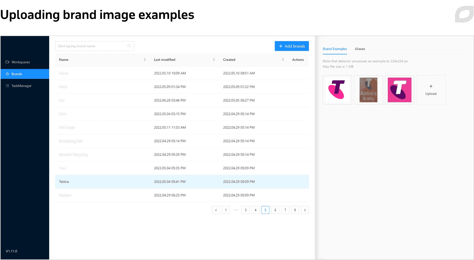 Uploading brand image examples