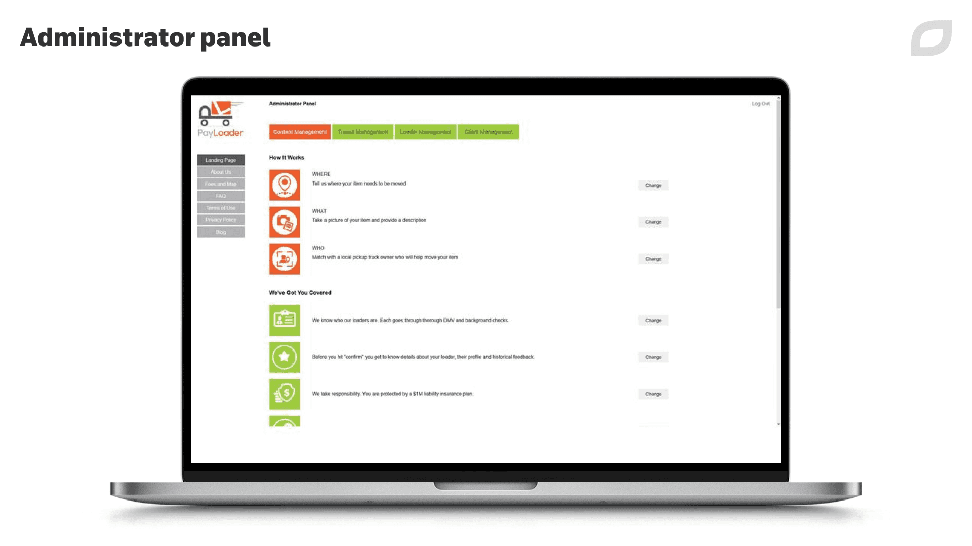 Administrator panel