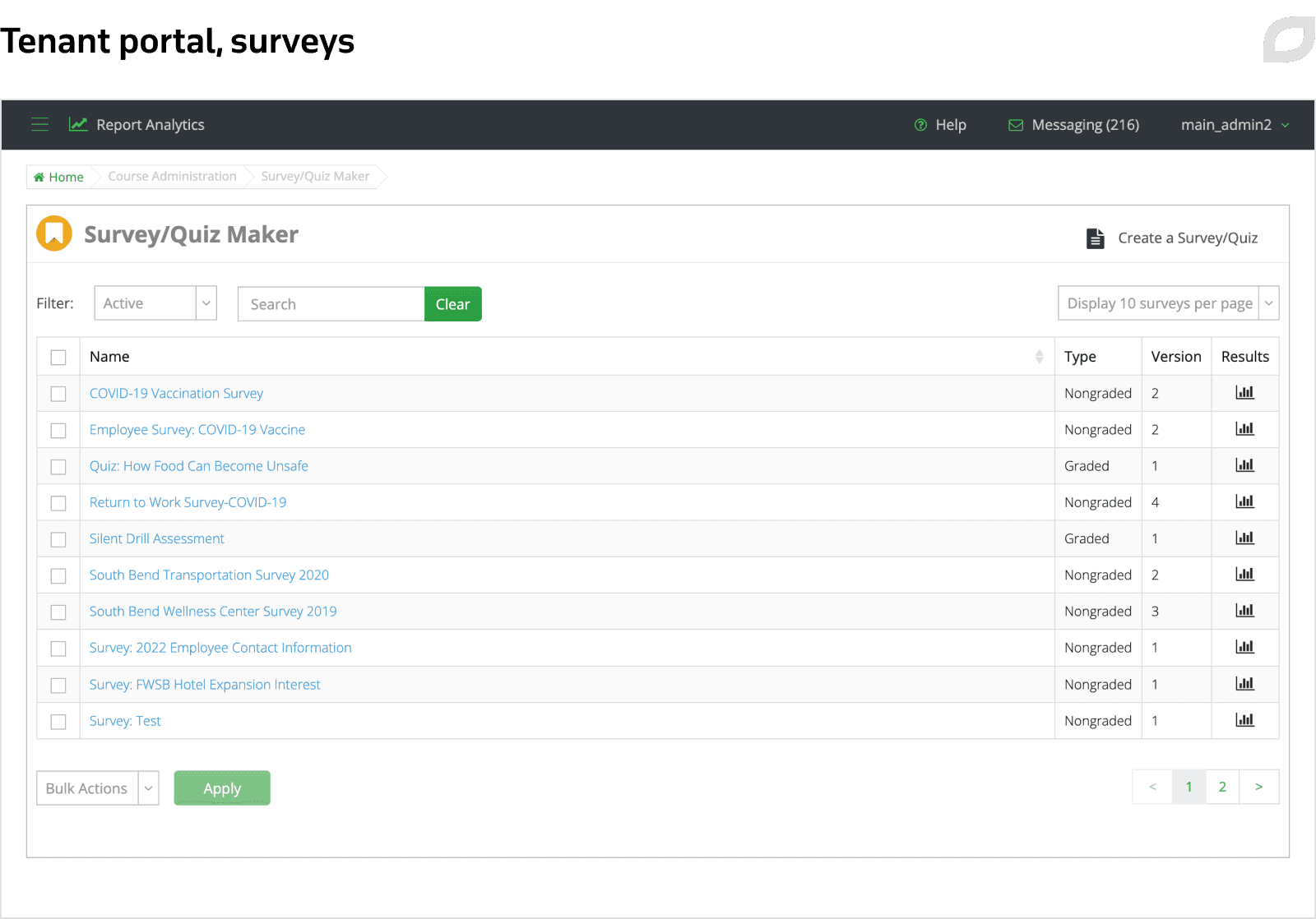 Tenant portal, surveys