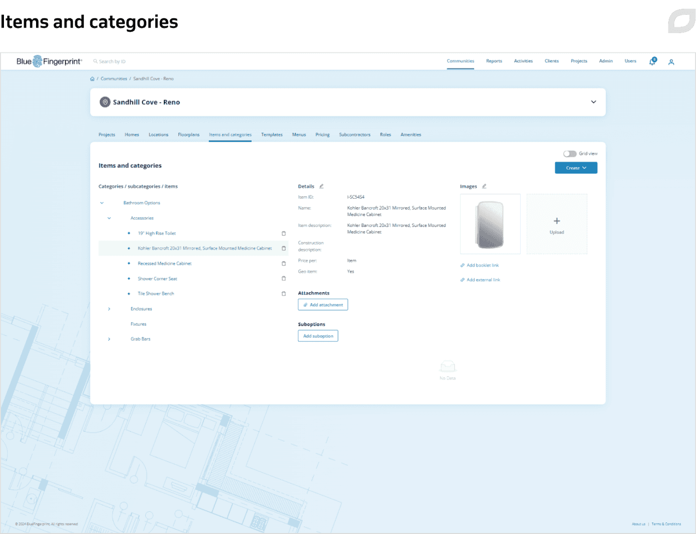 Items and categories