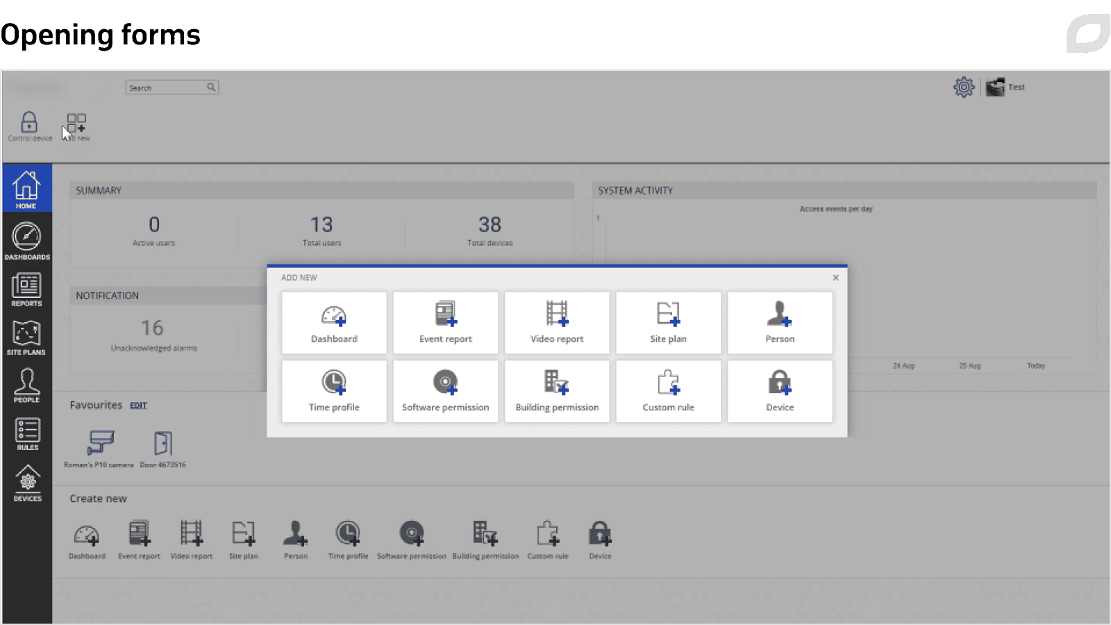 Opening forms