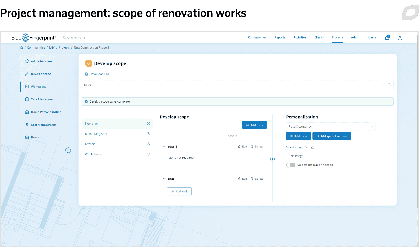 Project management: scope of renovation works